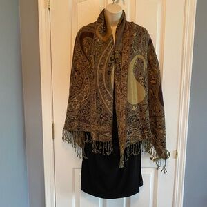 BUY 2 ITEMS & GET 1 FREE - Beautiful Tan & Burgundy Pashmina, Shawl, Wrap